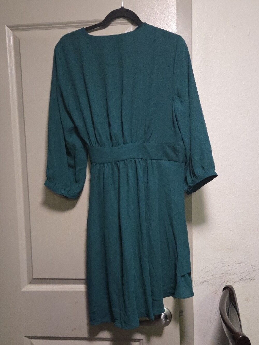 torrid Teal Knot-Front Midi Dress with Rolled Sleeves - Picture 4 of 8